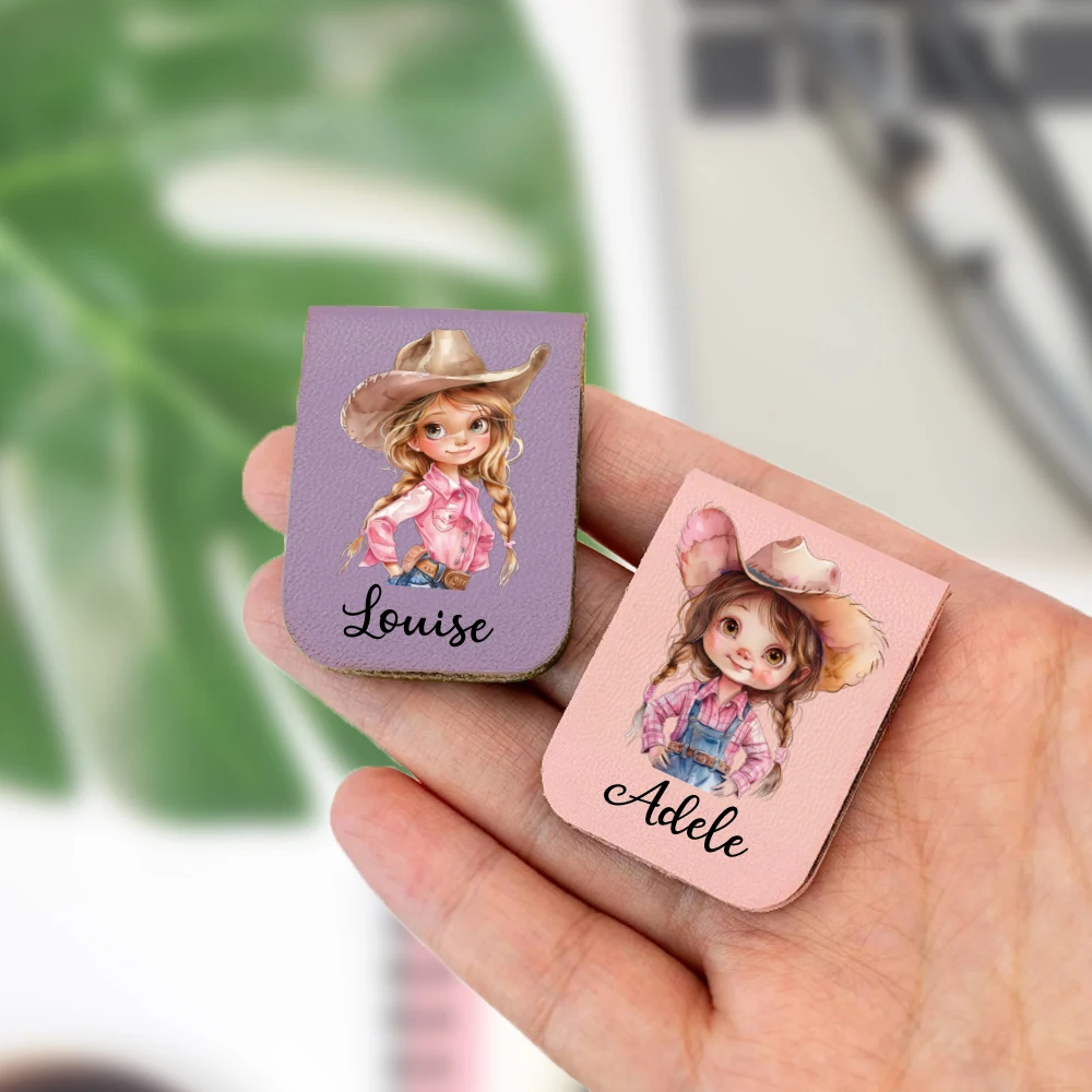 1pc Name Bookmark with pink element,Custom Leather pink element Bookmark,Personalized Magnetic Bookmark,Book Lover Birthday Gift
