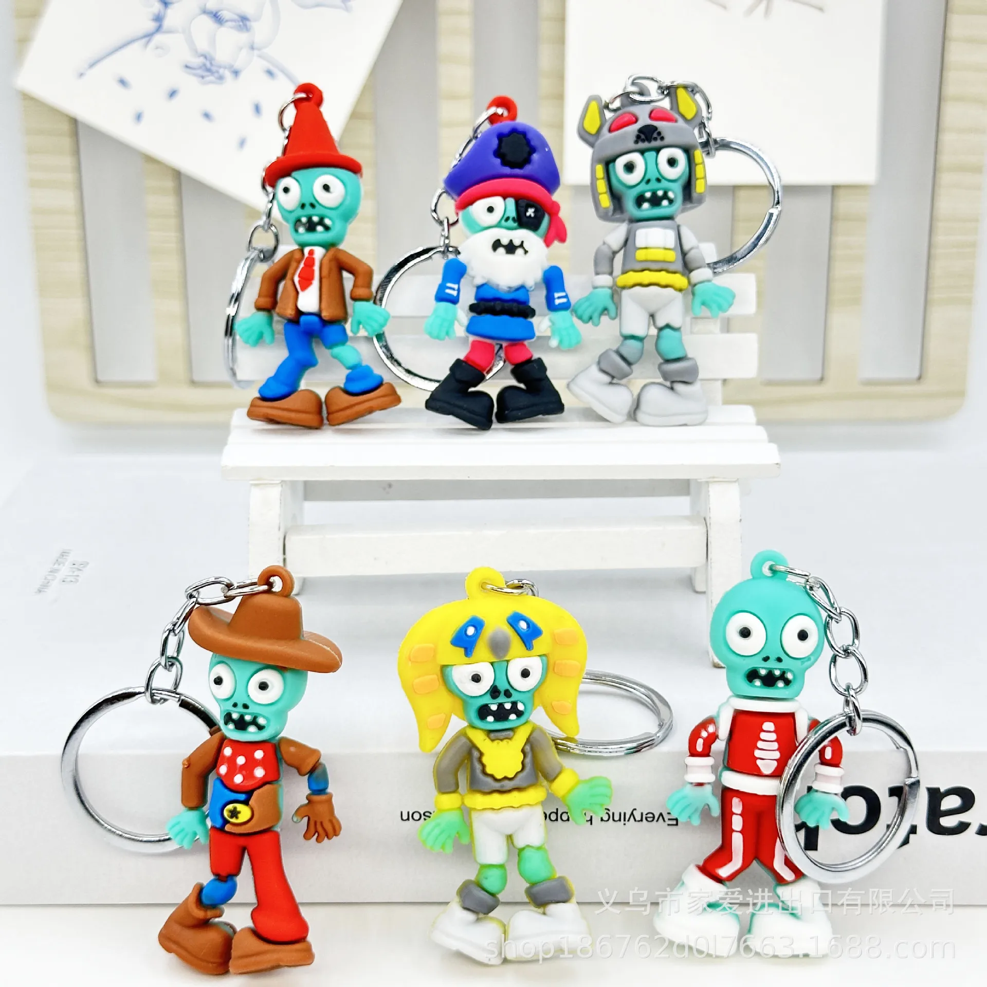 zombie keychain Cartoon Pendant Schoolbag Car Key Ring Couple Key Chain Metal Chain Silicone Birthday Gift Wholesale