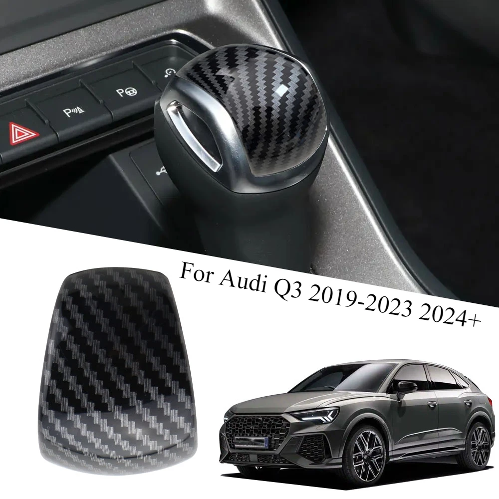 Car Gear Shift Knob Trim Cover Sticker Gear Handball Cover Carbon Fiber Audi Q3 F3 RSQ3 Sportback 2019-2022 2023 2024+