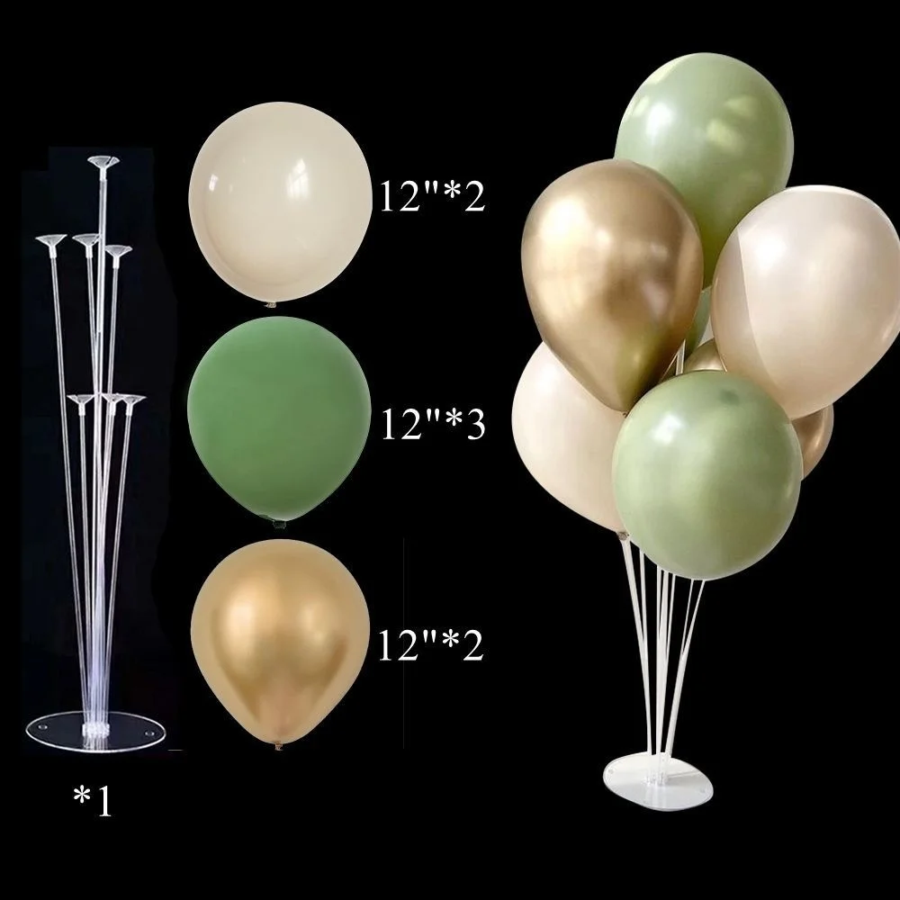 1set di palloncini verdi Beige Vintage con palloncino numero cremoso per 30 40 50 decorazioni per feste di compleanno per bambini forniture per