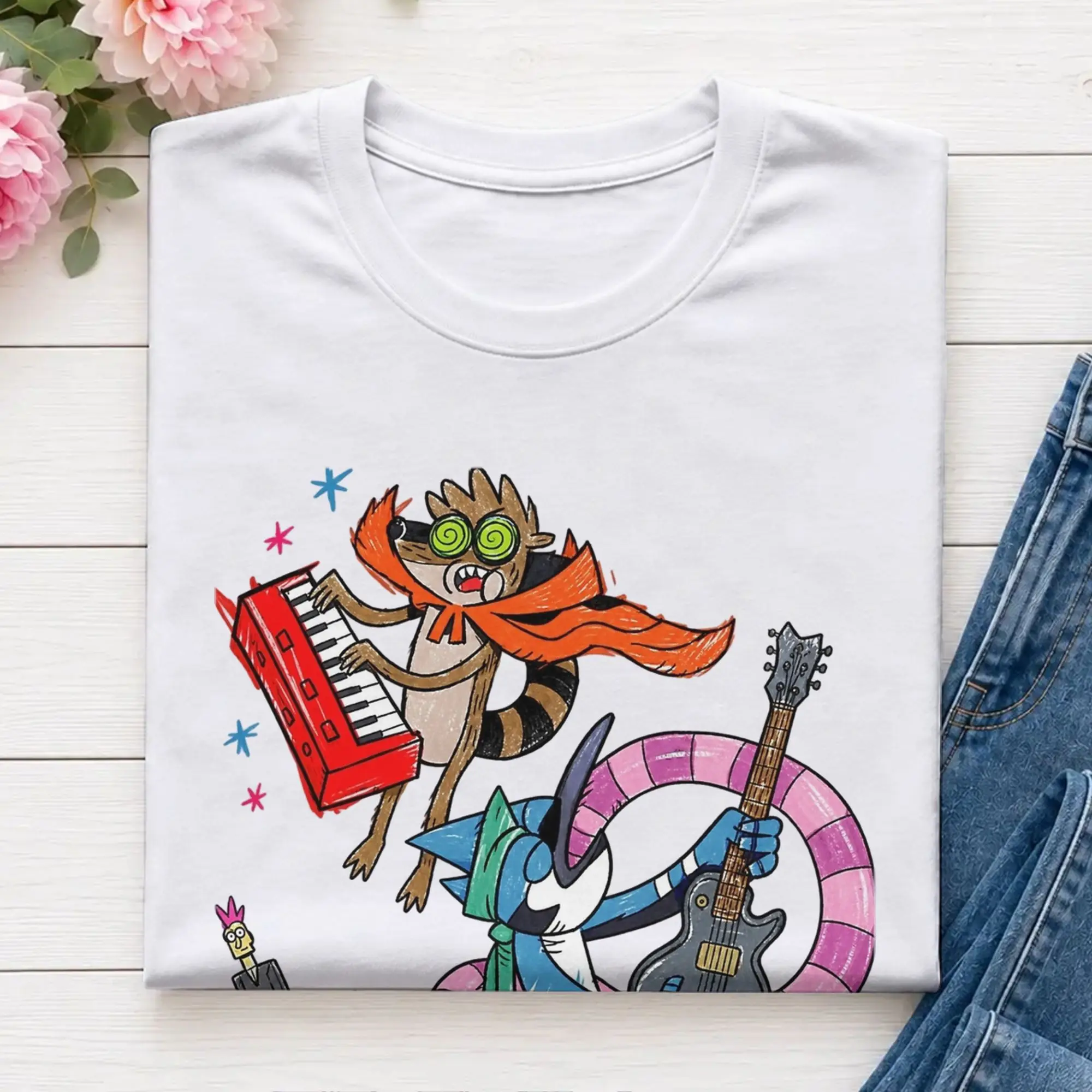 Rocker Mordecai And Rigby Regulars Shows T-Shirt Summer  Trending T-Shirts Men Cotton O Neck Plus Size 5XL Tees Tshirt