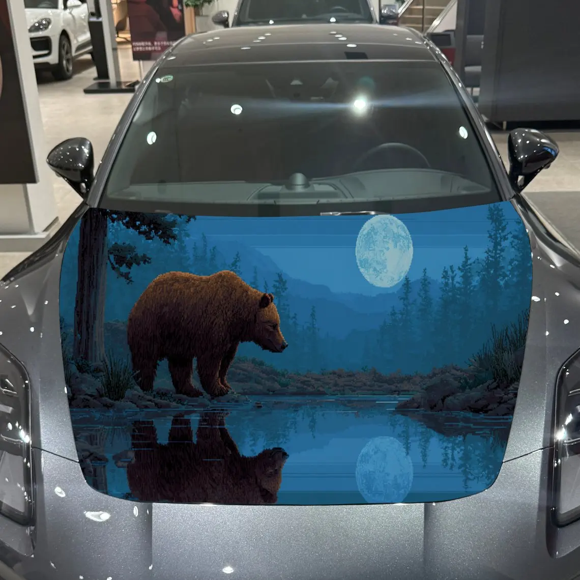 

Hunting brown bears Car Hood Vinyl Stickers Car Surface Protection Decal Car Decoration Cover Vinyl Wraps Waterproof Self-adhesi