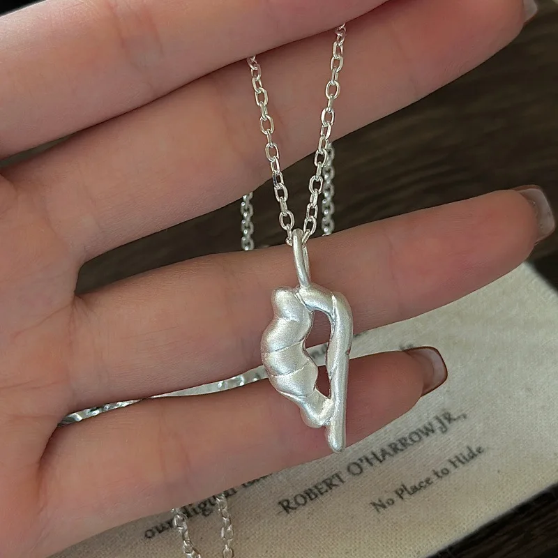 

CHOZON S925 Solid Silver Burnished Necklace Korean Minimalist Wholesale Dainty Layering Jewelry for Women