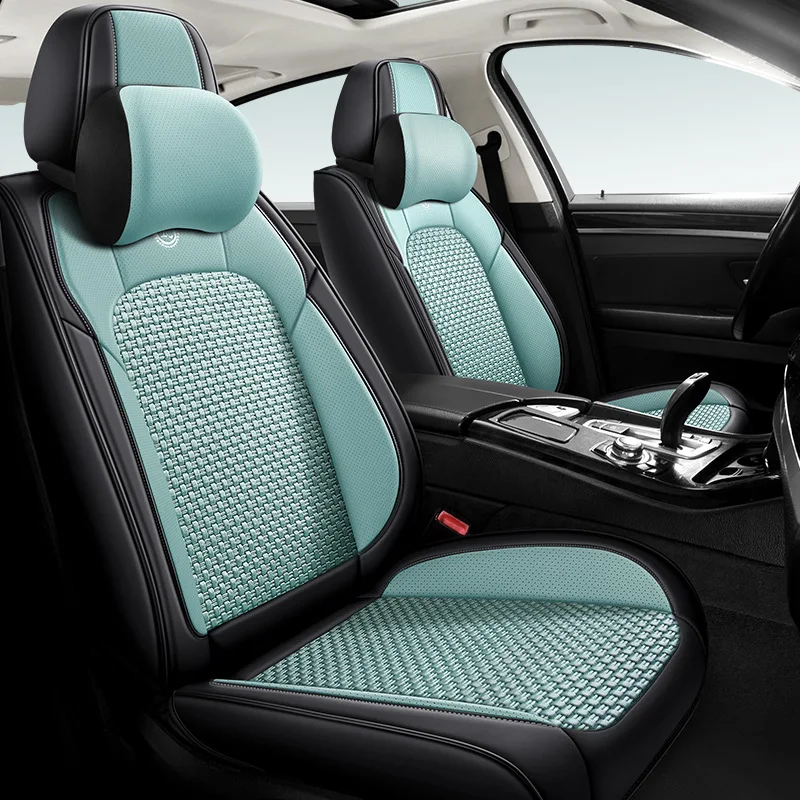 Universal 5 Seats Car Seat Cover Full Set Ice Silk Waterproof Front Rear Car Seat Cushion