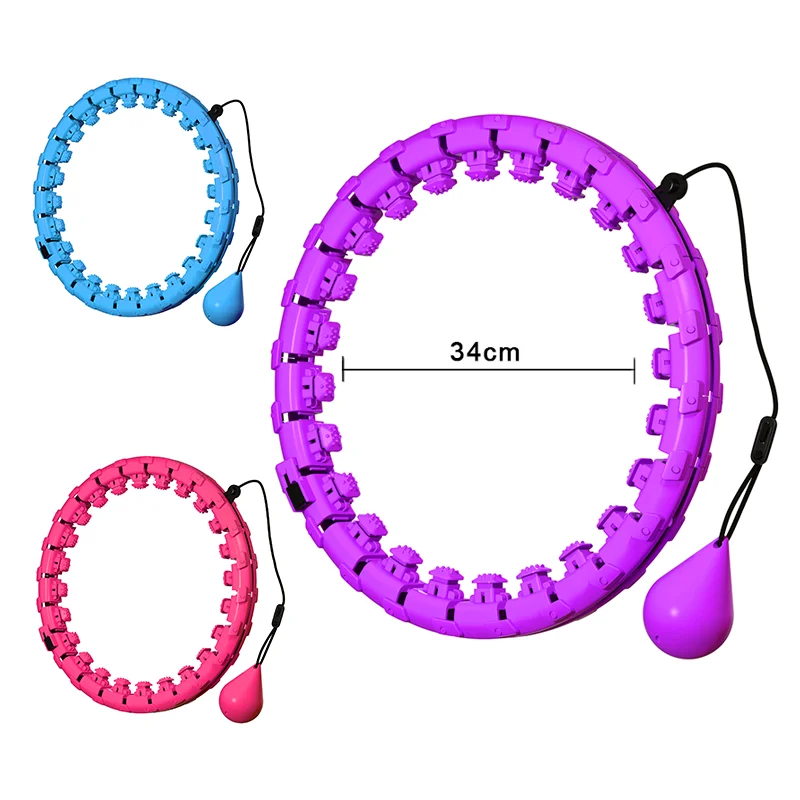 향상된 피트니스 Hula 스마트 후프 프로 레벨 체육관 운동, 쉬운 조정 무게추 크기 분리형 세그먼트, 편리한 보관용