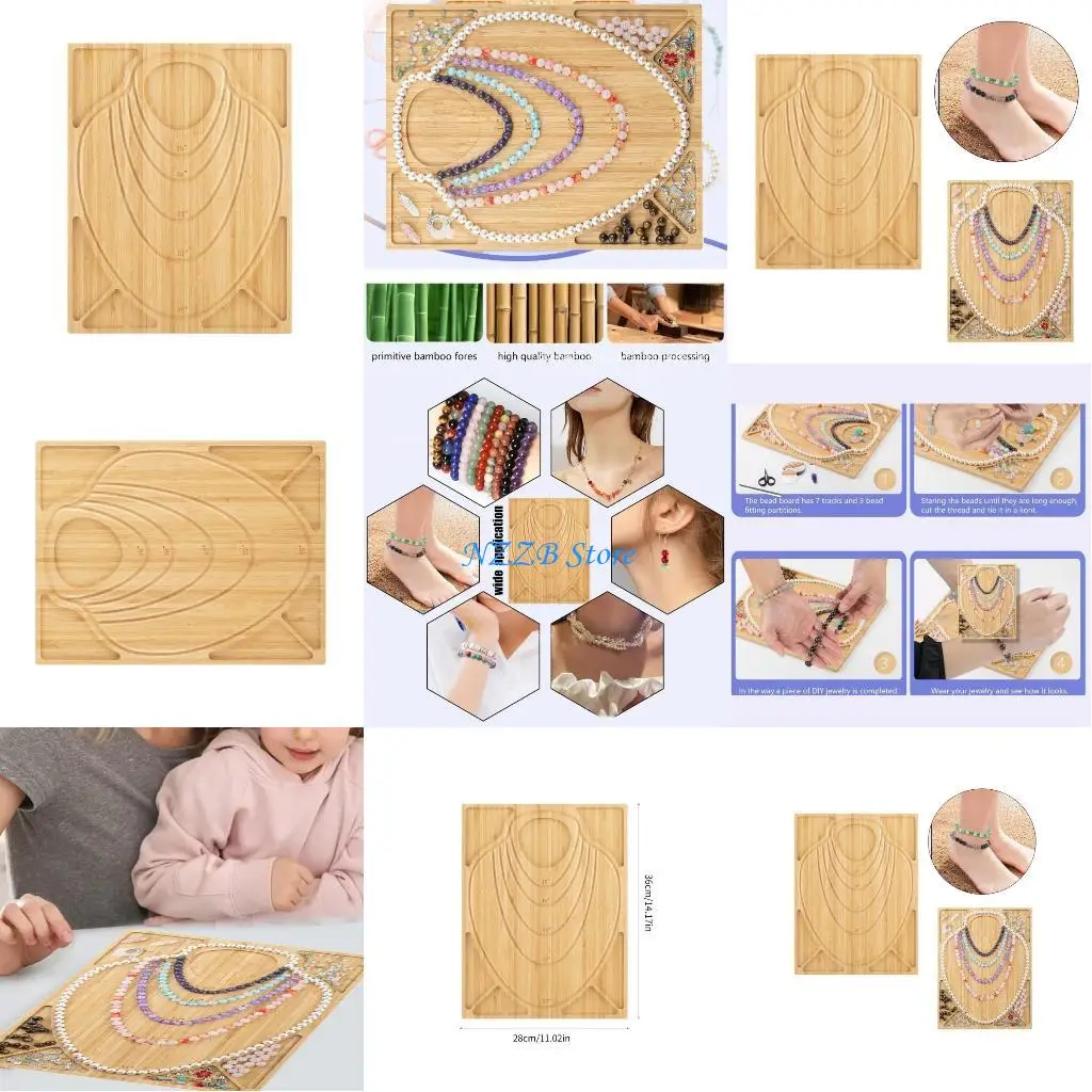 

T21F Ювелирный инструмент Поднос для бисероплетения Деревянное ожерелье Дизайн из бисера Доска для любителей DIY