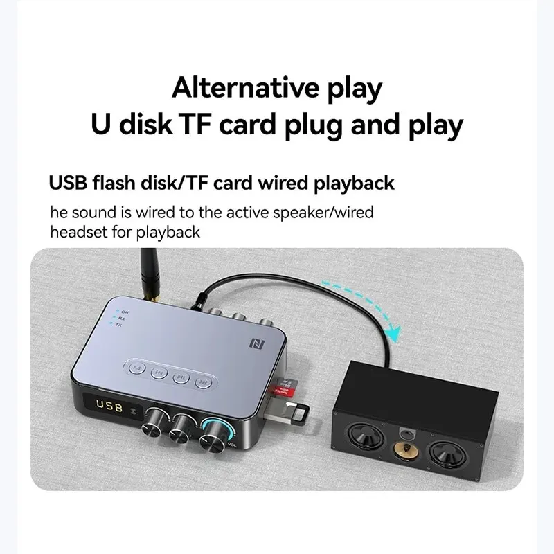 NFC 1200Mah Bluetooth 5.0 Odbiornik Nadajnik Stereo 3.5mm AUX Jack RCA TV PC Bezprzewodowy Adapter Audio Mikrofon Św Radio FM