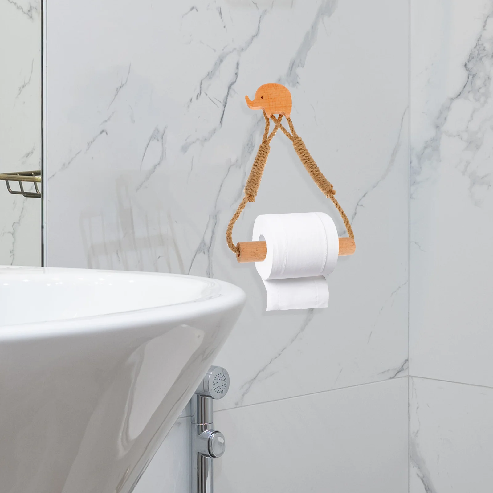 

Woven Hemp Rope Roll Tissue Rack Wall Mounted Home Decor Practical Nail Free Versatile Woven Rope Roll Tissue Rack