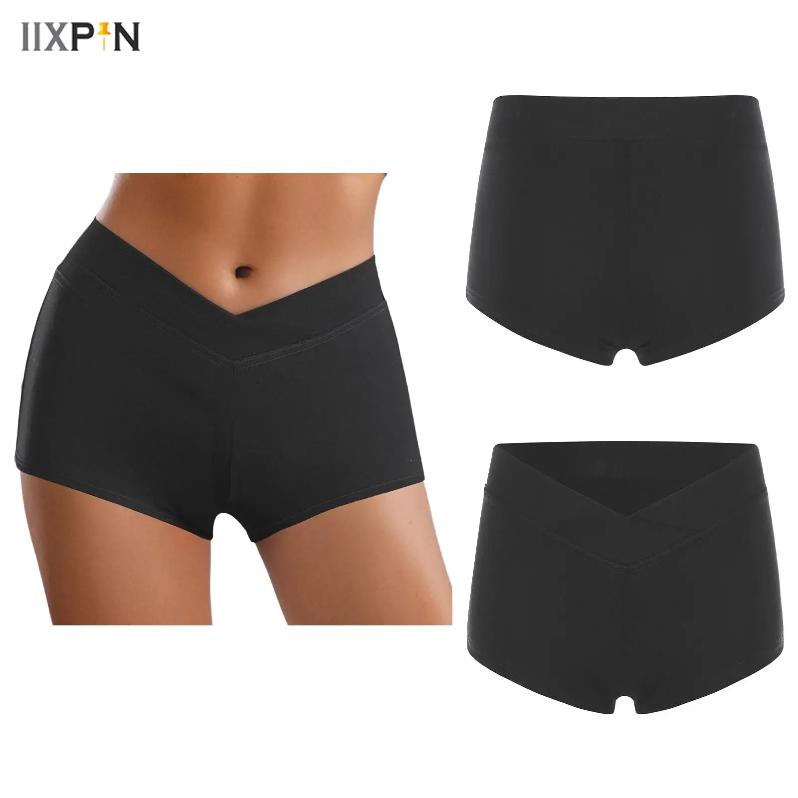 

Women's Dance Shorts Front V-Shaped Crossing Waist Boxer Shorts Short Trousers for Ballet Dance Fitness Yoga Workout Dance Class