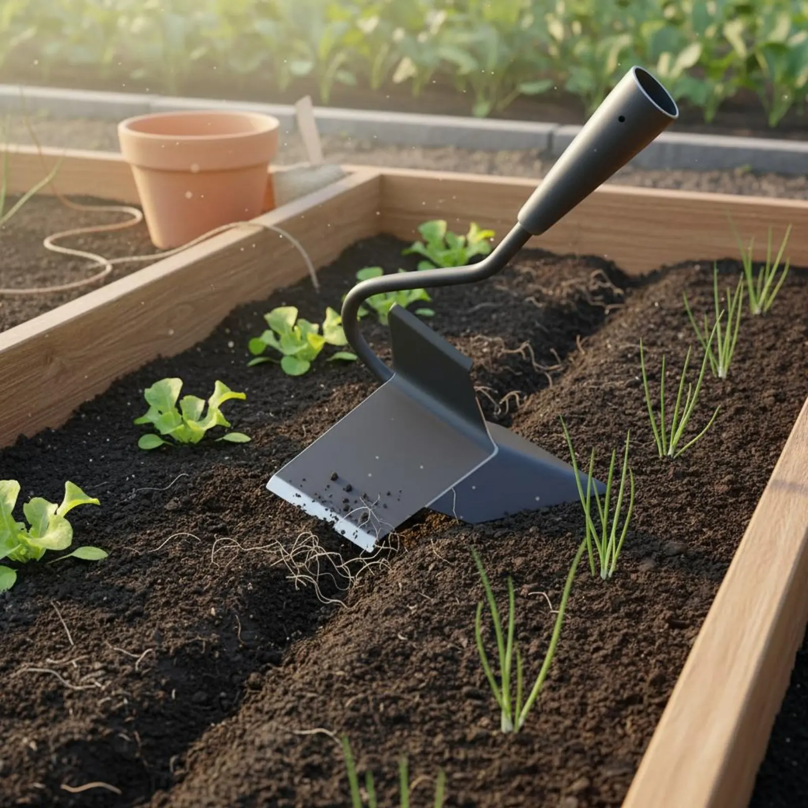 

Triangular Hoe Dual Wheel Assist Ridging Hoe Soil Cultivator Multi Purpose Farm Tool Heavy Duty for Gardeners, Farmland, Orchard