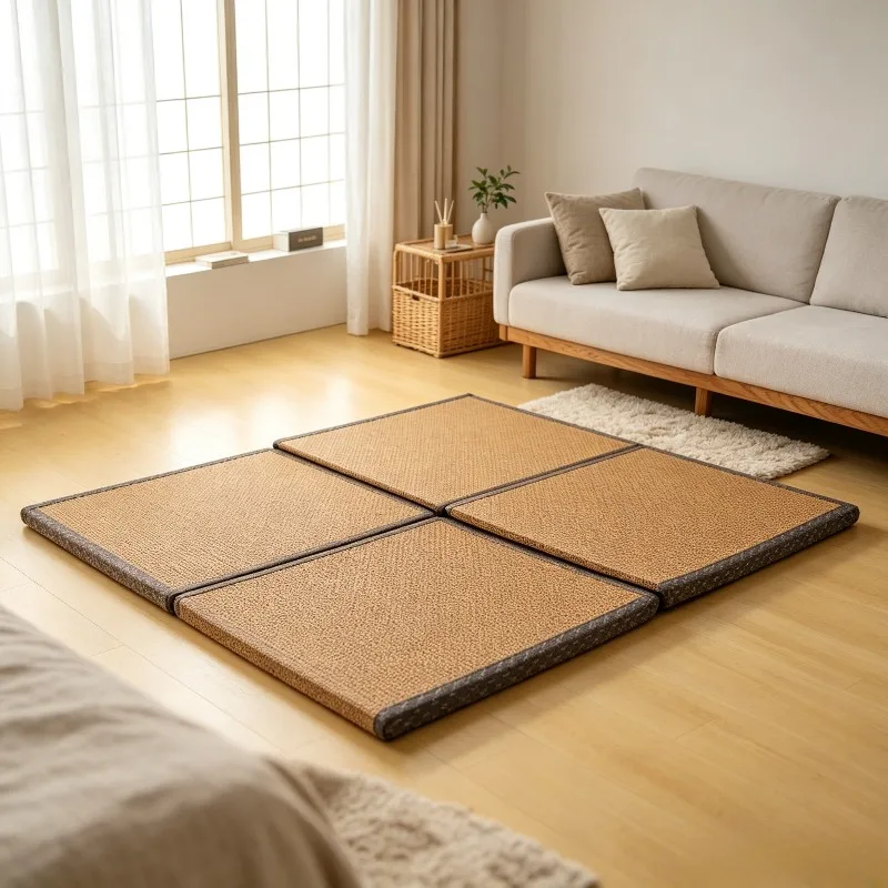 Japanese Foldable Floor Mattress, Portable Sleeping Pad for Living Room, Breathable Cool Mat, Guest Bedding Roll for Home.