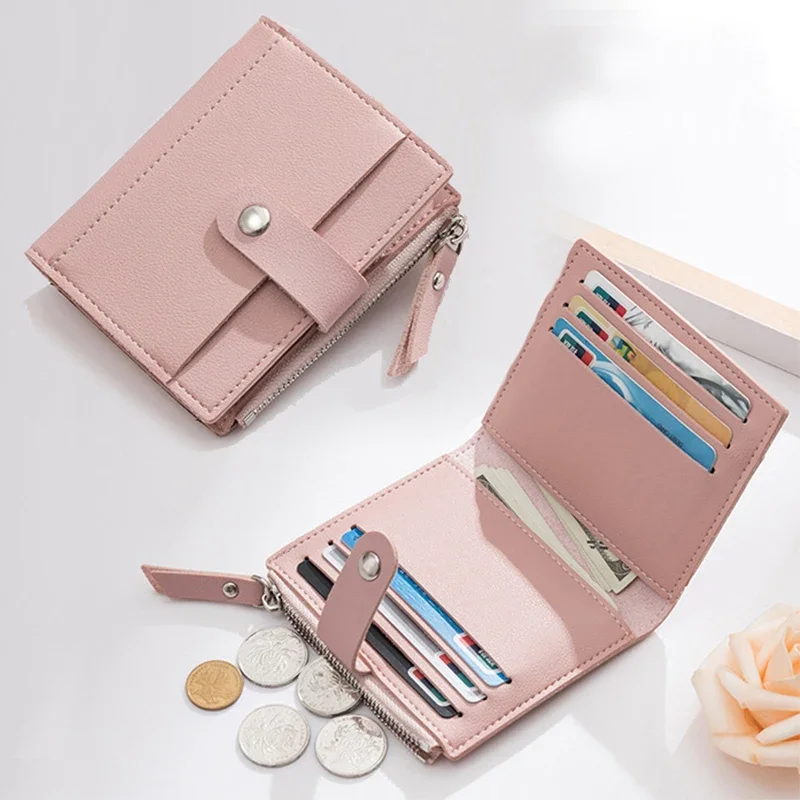 Short women's small wallet Driver's license wallet Korean coin purse women's mini button bag