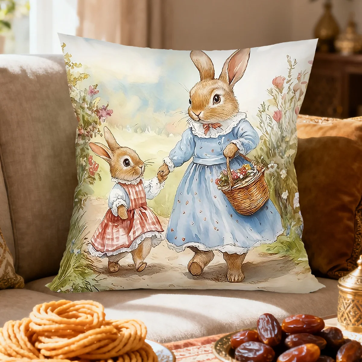 Easter Throw Pillow Cover Rabbit Eggs Decorative Pillowcase for Sofa Bed Cushion Case for Spring Holiday Home Decor Easter 2026 - view 5