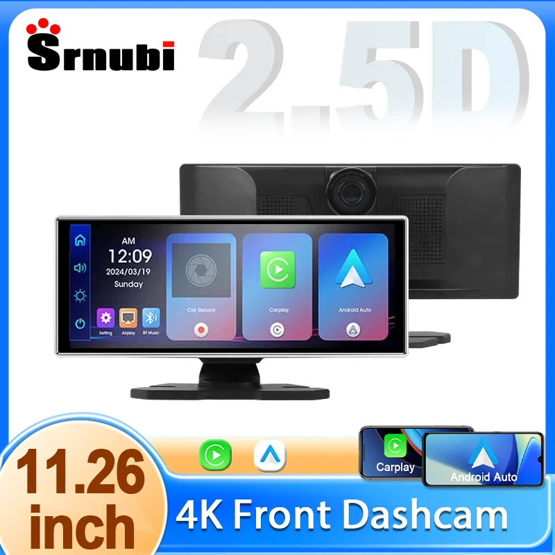 11.26 Universal Auto DVR Wireless Carplay & Android Auto 4k Front Dashcam & 1080p Rückfahr kamera
