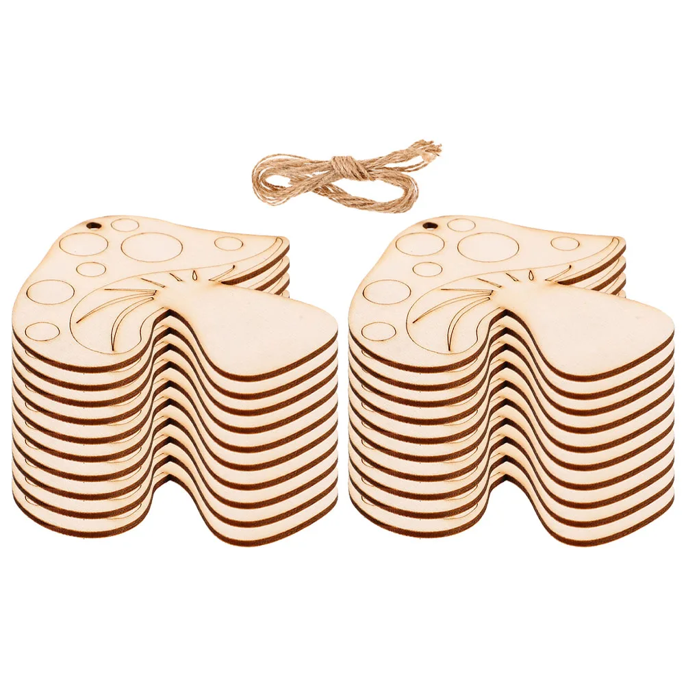 

20 Pcs Party Mushroom Wood Chip Pendant Mushrooms Blank Slices Material Log Child