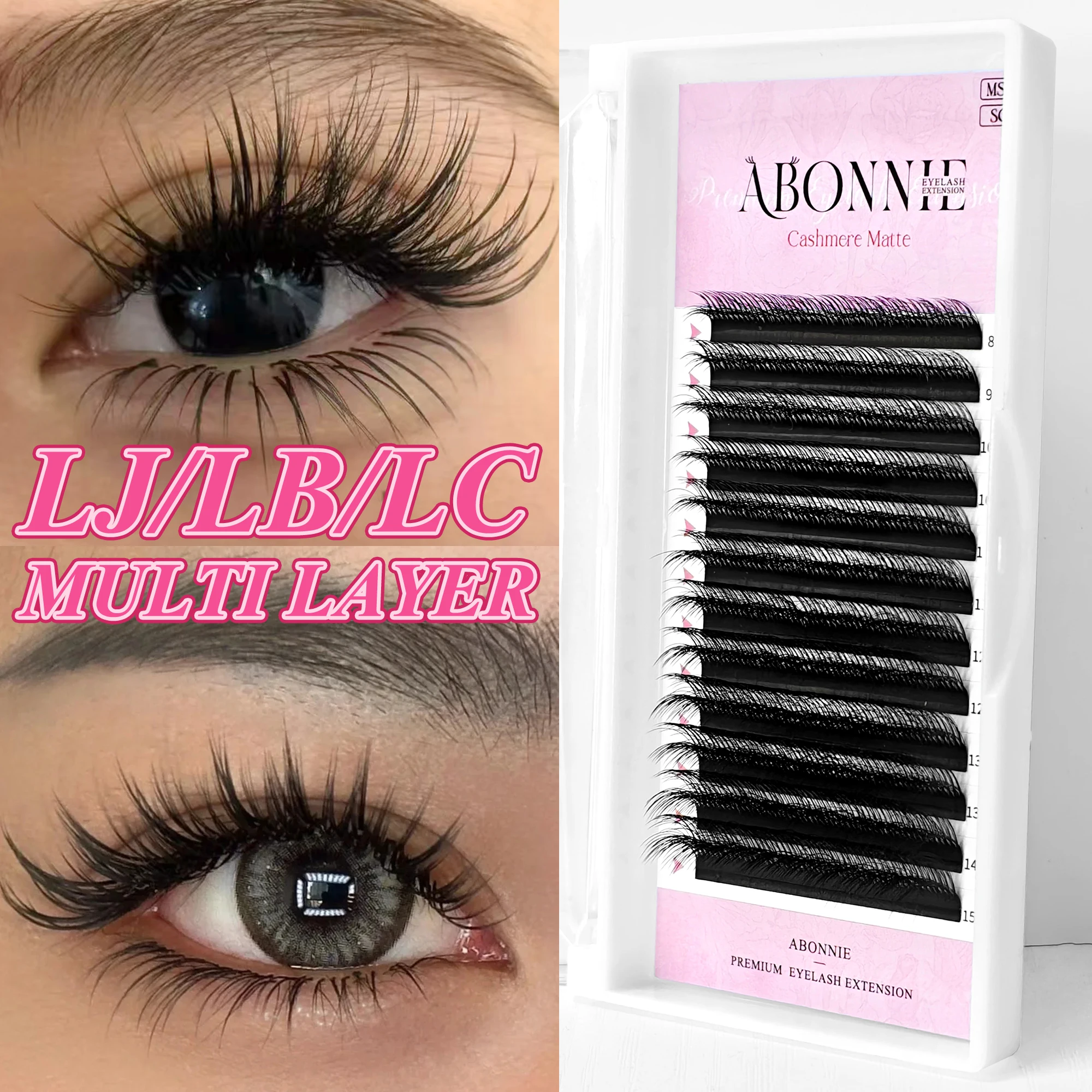 ABONNIE 5D Vision Fluffy Camellia Eyelash LJ/LB/LC Curl Premium Multi Layer Camellia Lashes Individual Eyelash Extensions