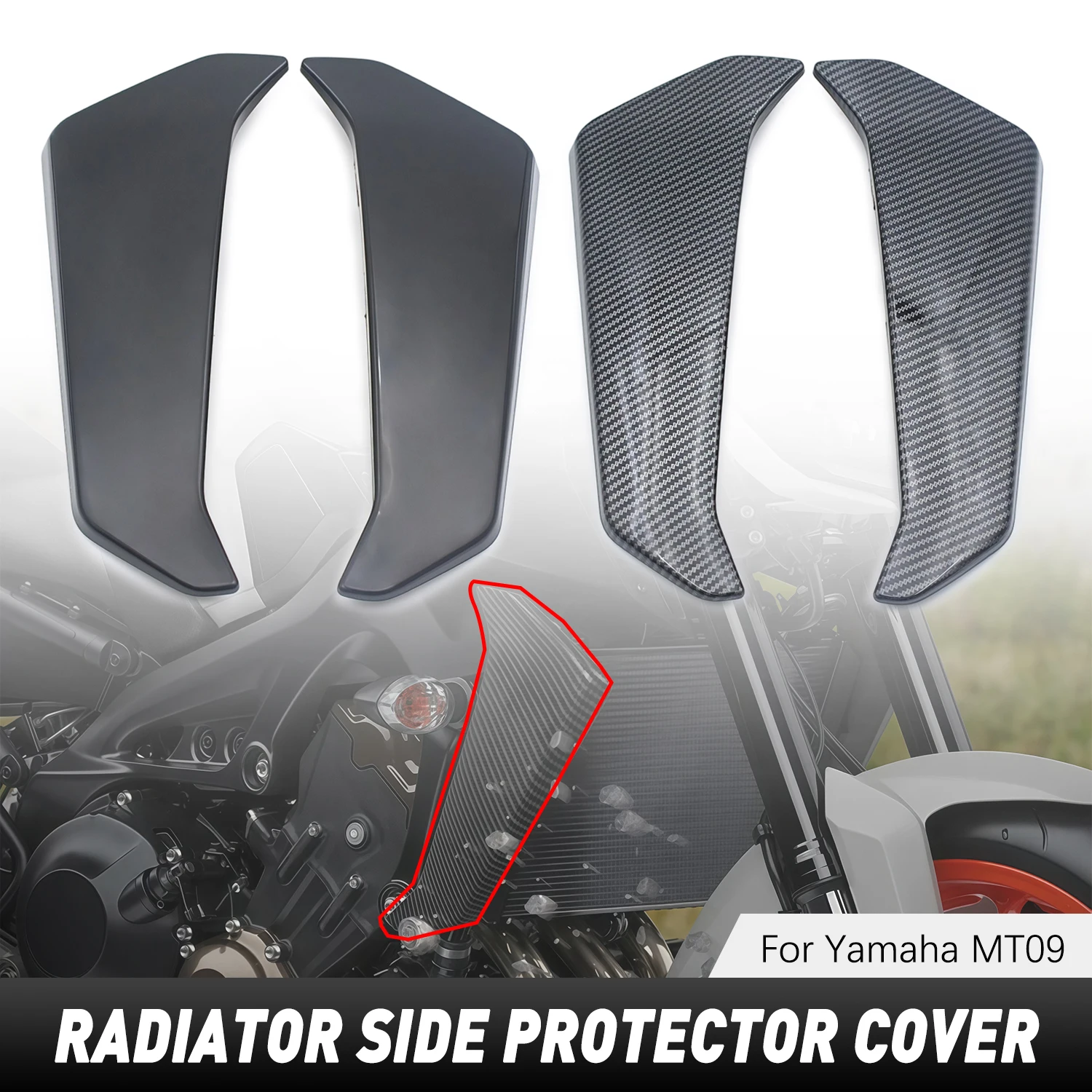 

Motorcycle Radiator Side Panels Cover Water Cooler Fairing For YAMAHA MT09 MT-09 MT 09 2017 2018 2019 2020 ABS Plastic Protector