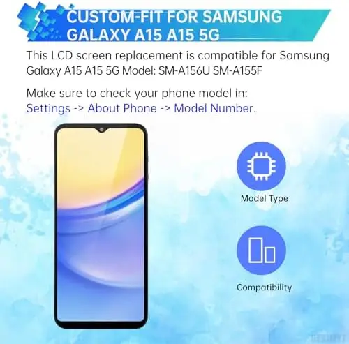 A15 5G Screen Replacement with Frame LCD Touch Digitizer Full Assembly Fix Glass Repair Tools Kit