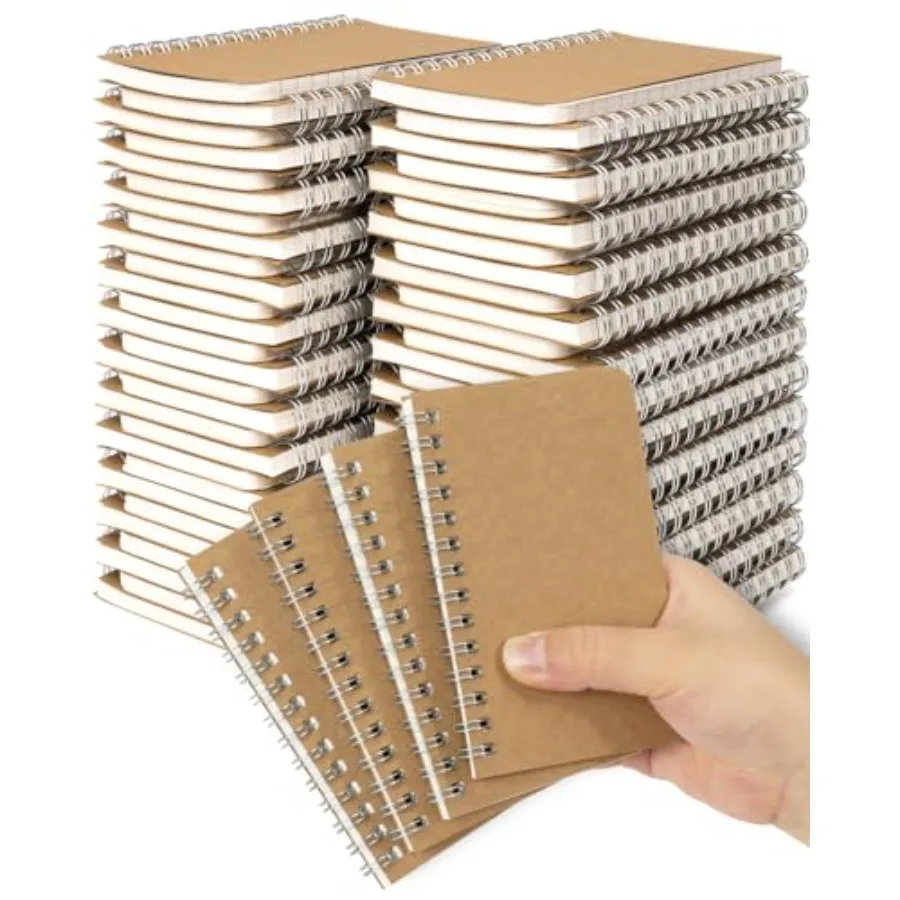 

Pocket Notebooks Mini Notepads 3x5 Bulk, Packs Lined Memo Pads, Small Spiral Notebooks Kraft Cover for Home, School, Office, Me