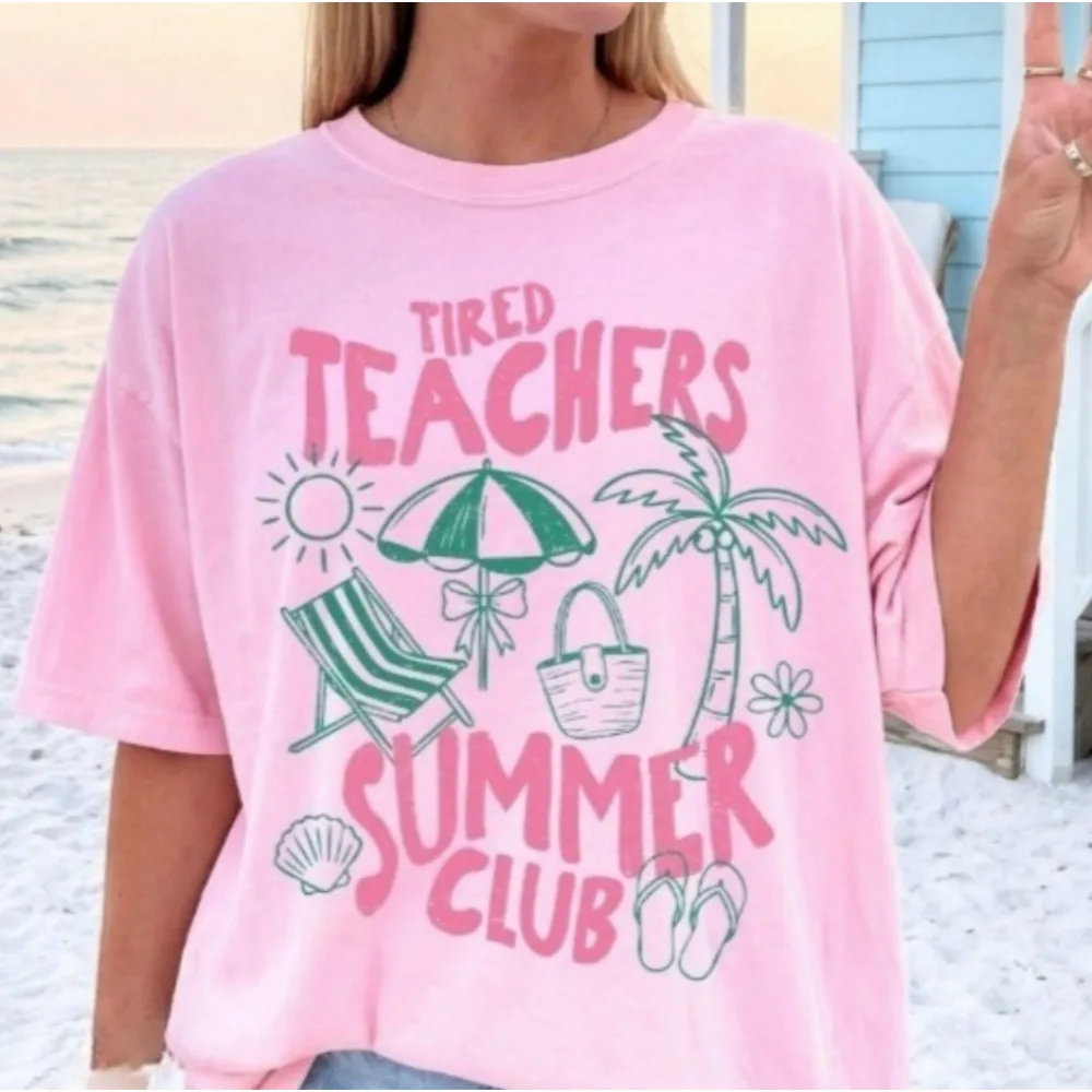 Teacher Summer Shirt Summer Break Tshirt Summer Club Clothes Beach Vacation Tops Leisure Fashion Beach Holiday Clothes