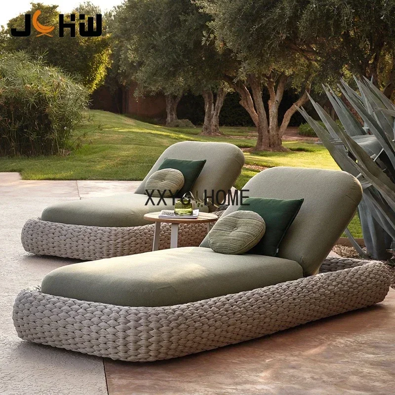 TAO High Quality Customized Outdoor Aluminum Recliner Bed Swimming Pool Sun Lounger Rope Beach Chair