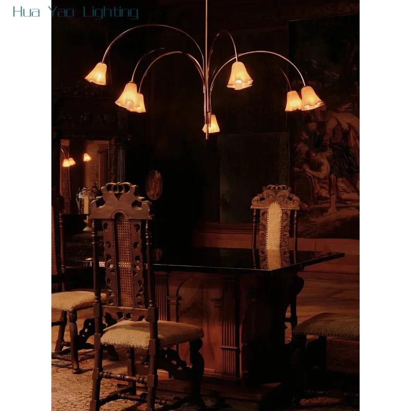 Flora series French retro high-end living room LED branch chandelier designer minimalist dining room bedroom art flower light