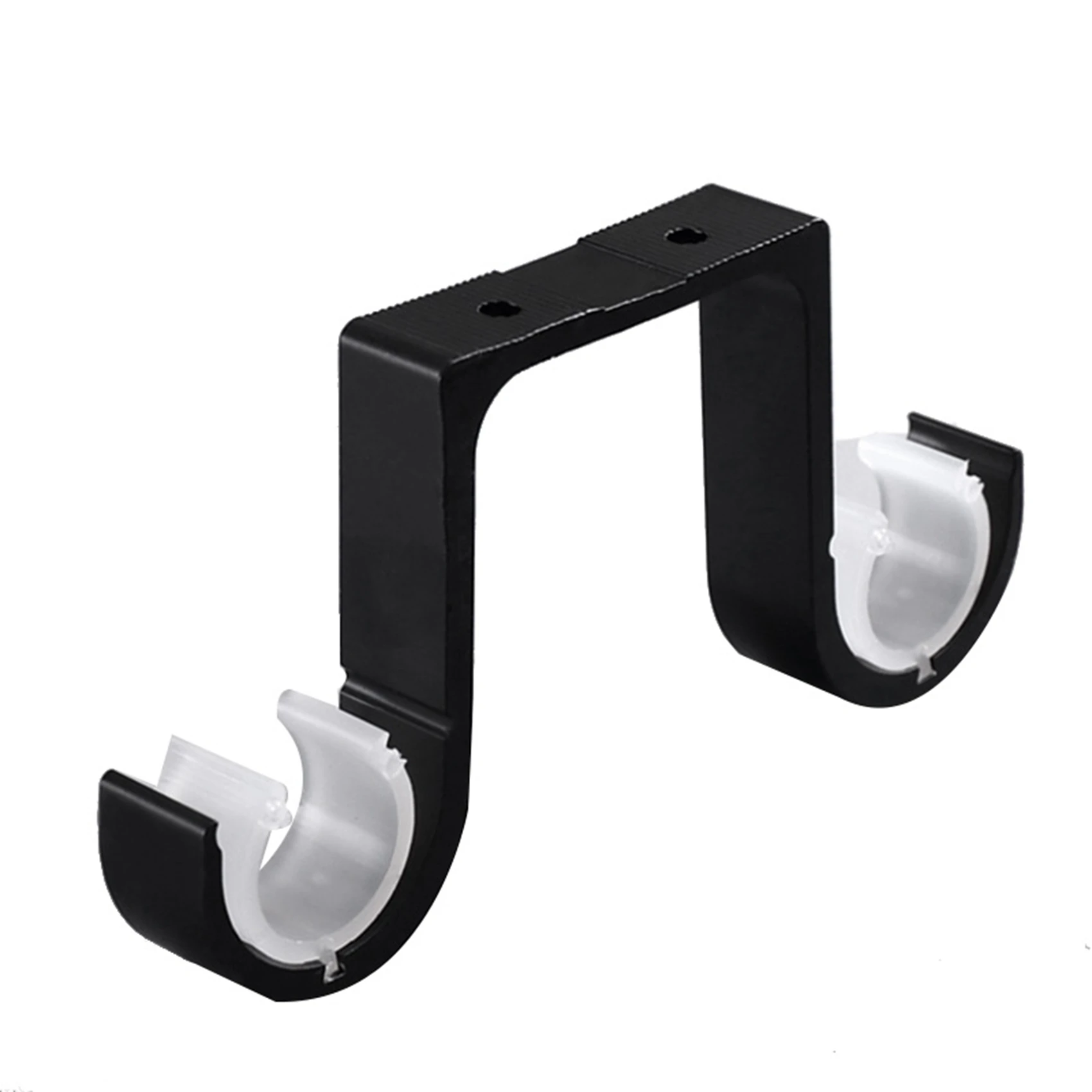 AS94-10Pcs Double Curtain Rod Brackets Ceiling Mount Supports Aluminum Alloy Black