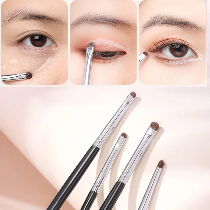 4Pcs/Set New Precise Detail Eyeshadow Brush Soft Horse Hair Eyelid Highlighter Lying Silkworm Makeup Brushes Eyes Make Up Tools gallery 2