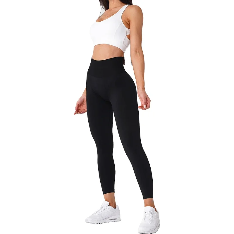 Leggings sans couture taille haute pour femmes, collants d'entraînement doux, tenues de fitness, pantalons de yoga, vêtements de sport, IQUE dex, monochromatique, nouveau