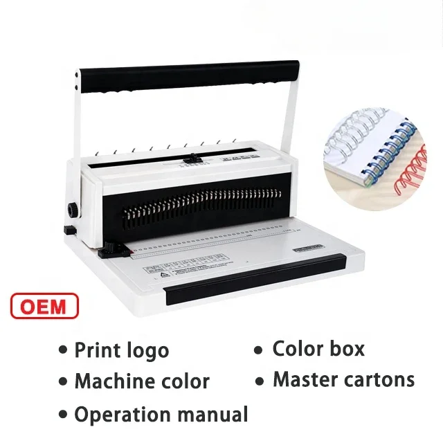 

W20A Custom The New 2023 Efficient Bind 34 Holes Binder 6.5nkgs Manual Double Loop Wire Binding Machine