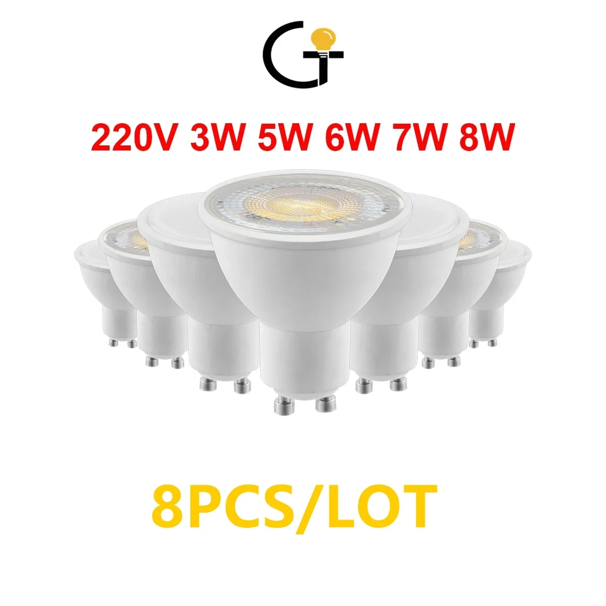 

8PCS 38 120 Degree foco LED Spotlight GU10 MR16 AC220V 3W-8W warm white cold white daylight led lighting for living room