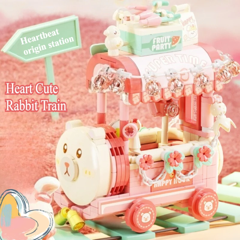 

WONDER MOON Pet Little Train для девочек, собранные строительные блоки, игрушки, детский подарок на день рождения, игрушка-головоломка, сборная модель