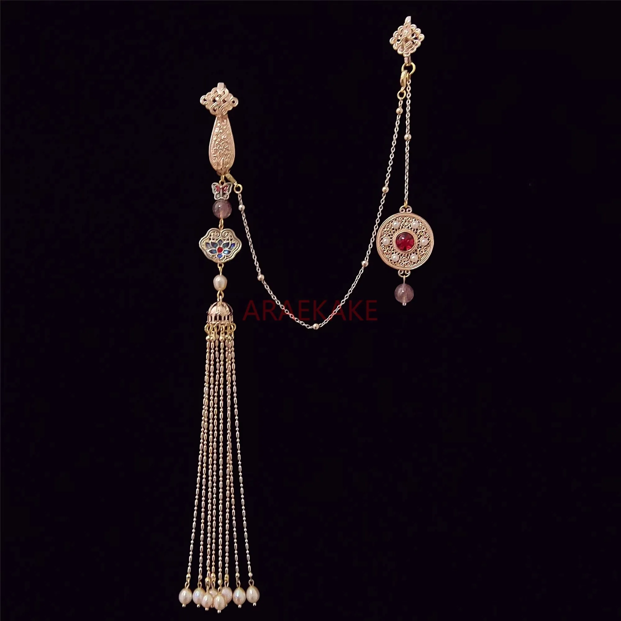 

Retro court style cheongsam pendant with tassel and pearl accessories