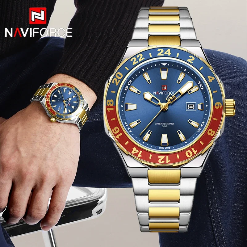 

NAVIFORCE лучший бренд классические кварцевые мужские часы модный календарь водостойкая стальная полоса деловые мужские роскошные часы reloj hombre
