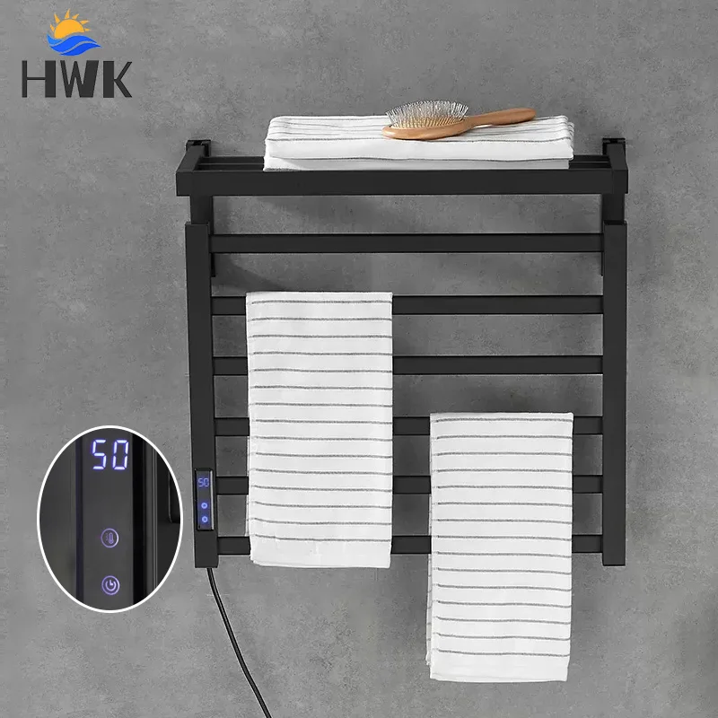 Black/White Electric Towel Rail For Bathroom.Temperature Control Heated Towel Rack.Electric Towel Warmer.Bath Towel Radiator.