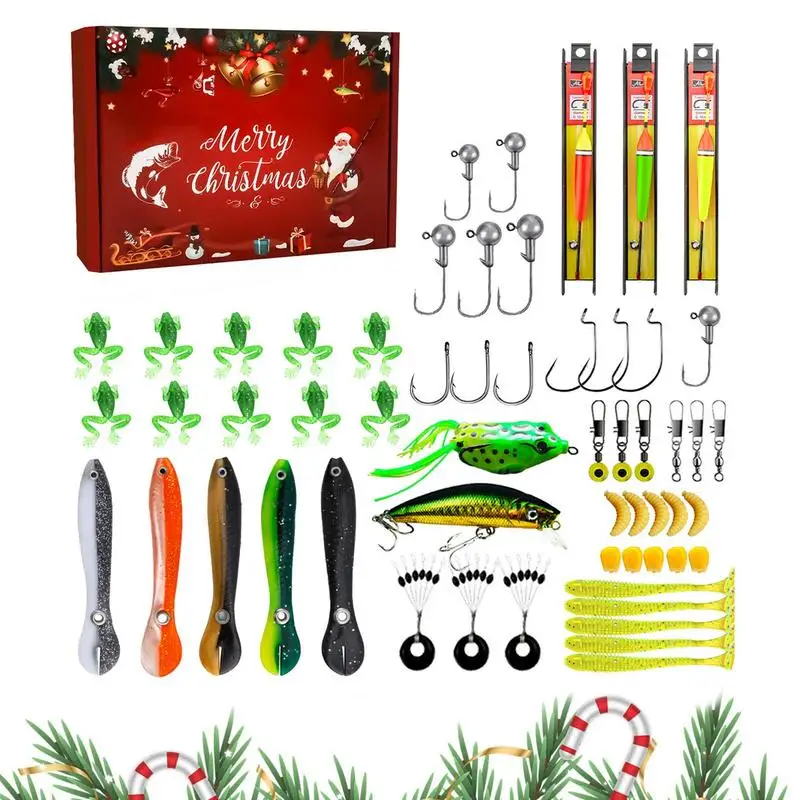 

2024 Fishing Advent Calendar Christmas Fishing Fishhook Advent Countdown Calendar Practical 24 Days Fishing Lures Set Festive