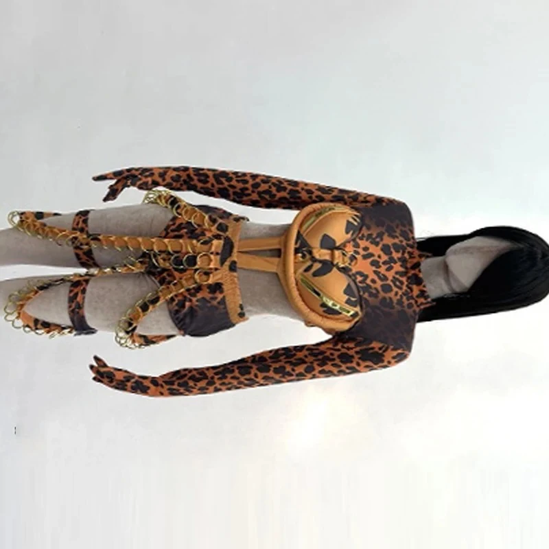 Strój Showgirl na Imprezę Kostiumową, Seksowny Cosplay, Strój Tancerki Gogo, Damski Strój Leopard na Rave, Strój do Baru, Klubu Nocnego, DJ, Jazz, Ubrania Sceniczne P