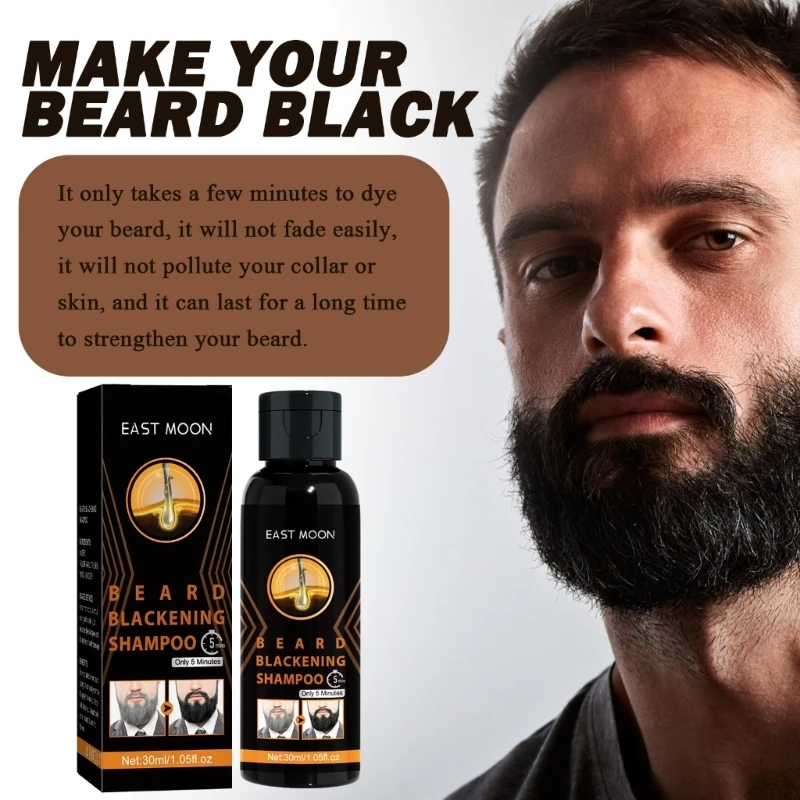 Shampoing colorant naturel pour barbe, shampoing noircissant pour cheveux gris blancs inversés