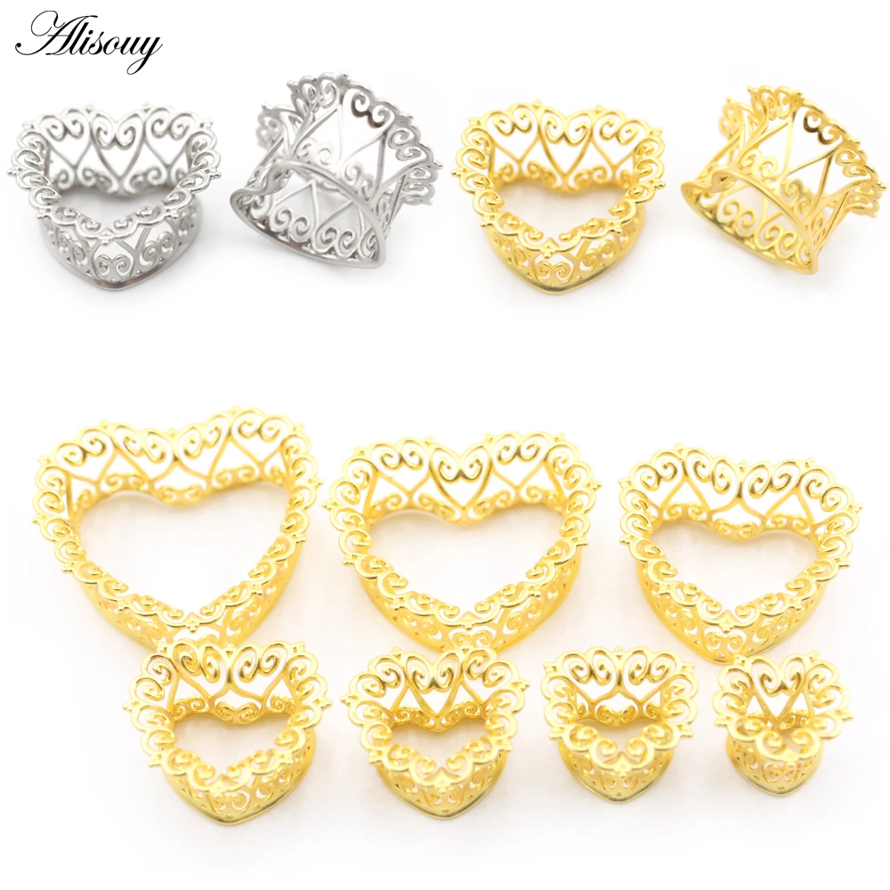 Alisouy 1 Stück 8-25mm Kupfer Hohlherz Liebes-Ohrstöpsel Flesh Expander Stretchers Gauges Ohrringe Piercing Körperschmuck
