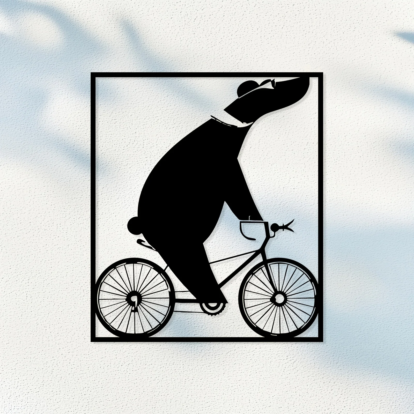 Bear on Bicycle Metal Wall Art Whimsical Iron Statue Mural Weather-Resistant Garden Fence Backyard Decor Holiday Gift Year-Round
