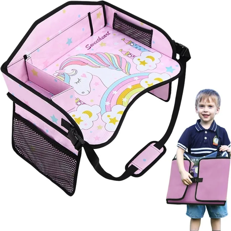 

Детский дорожный поднос для автокресла для малышей, самолета, детского автокресла с героями мультфильмов, поднос для колена, единорог, динозавр, органайзер, поднос для стола, дорожное кресло