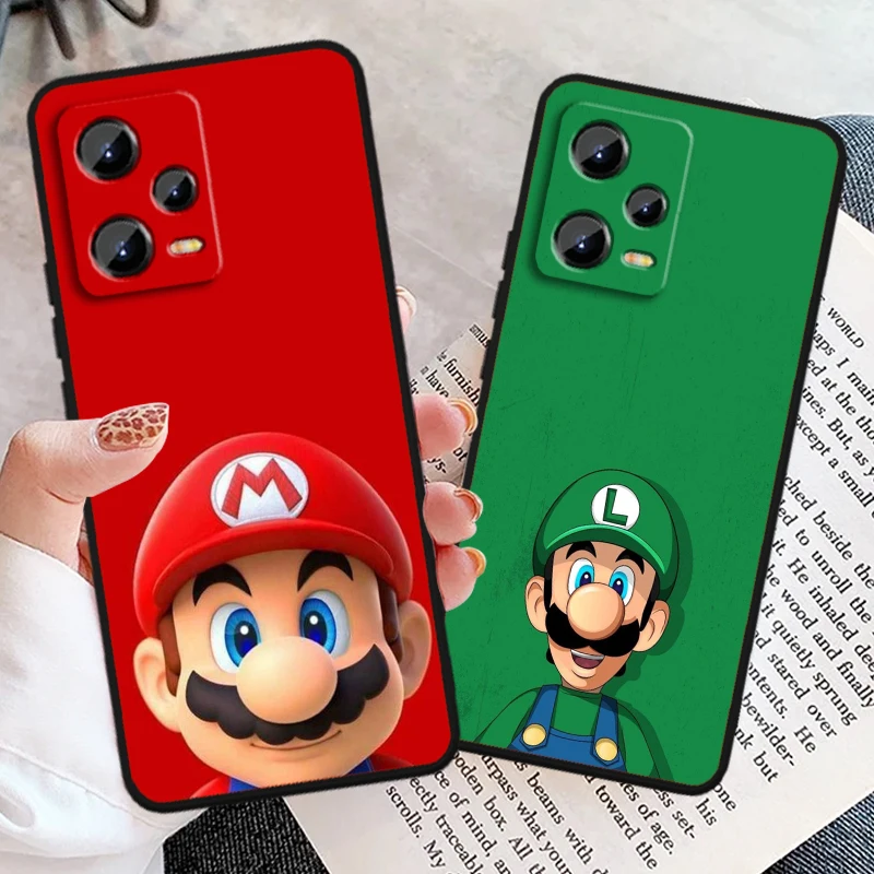 Anime Super M-Mario Cartoon For Xiaomi Redmi Note 13 12R 12 12S Turbo 11 11T 11S 10 10S Pro Plus 5G Black Soft Phone Case