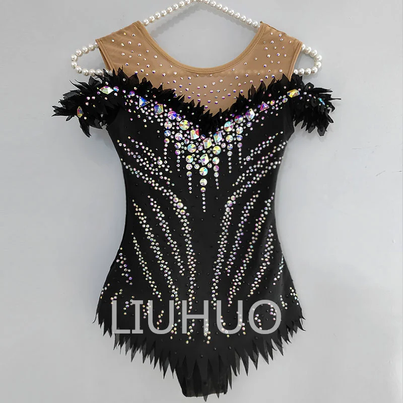 Artistic Gymnastics Leotard Black Bodysuit Custom  Rhythmic Gymnastics Competition Dance Leotard Artistic Costume