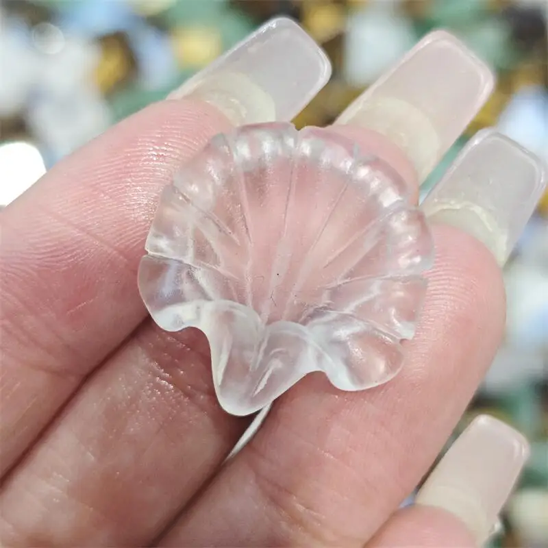 Natural Crystal Quartz Flower Morning Glory Carving Crystal Healing Halloween Gift Festival Craft For Decoration 2pcs