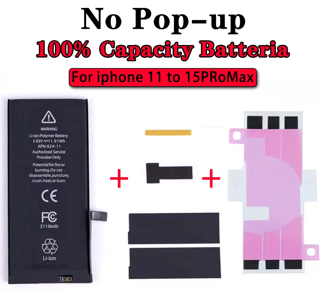 Nessuna batteria di saldatura BMS per iPhone 14 Plus 13 12 Mini 11 Pro Max batteria del telefono nessun bisogno di programmatore nessun Pop-up mostra la capacità del 100%