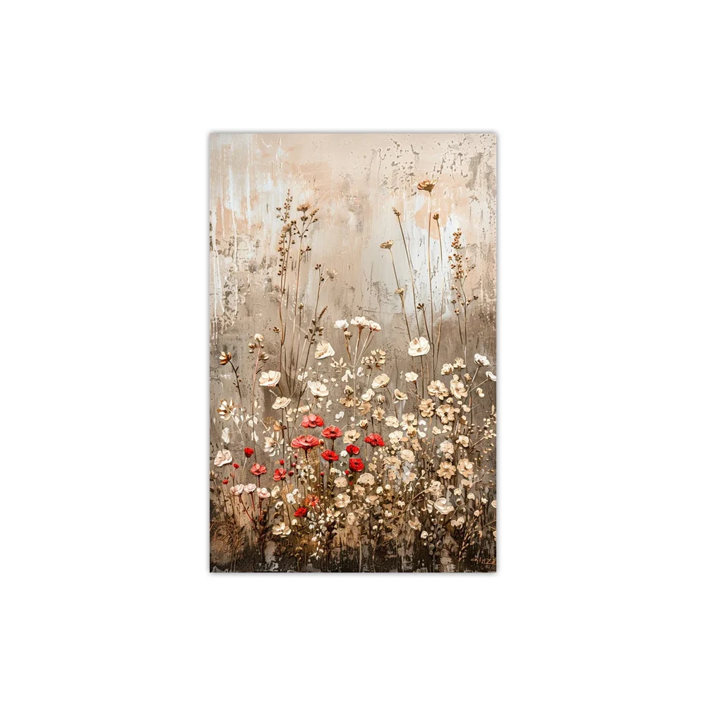 2026  Frameless Spring Wildflowers Field Posters Canvas Painting Vintage Floral Botanical Landscape Wall Art Home Farmhouse Dec