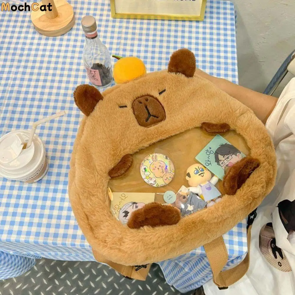 

Shoulder Bag Capybara Itabag Wallet Zipper Bag Transparent Doll Bag Badge Storage Bag Small Item Bag Anime Backpack Gift