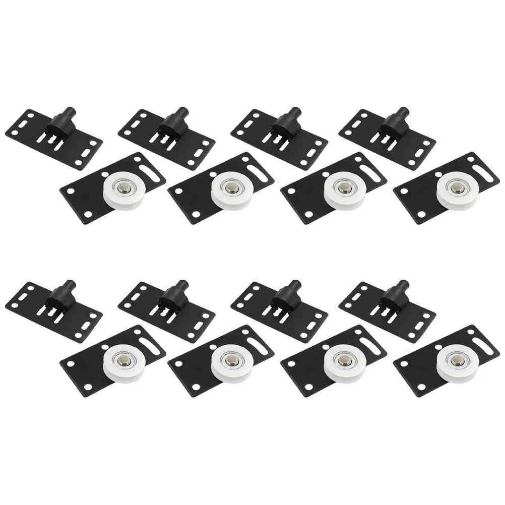 

8 пар нейлоновых роликов для раздвижных дверей шкафов, сверхмощные черные колесики для шкафов-купе, комплект фурнитуры для раздвижных систем