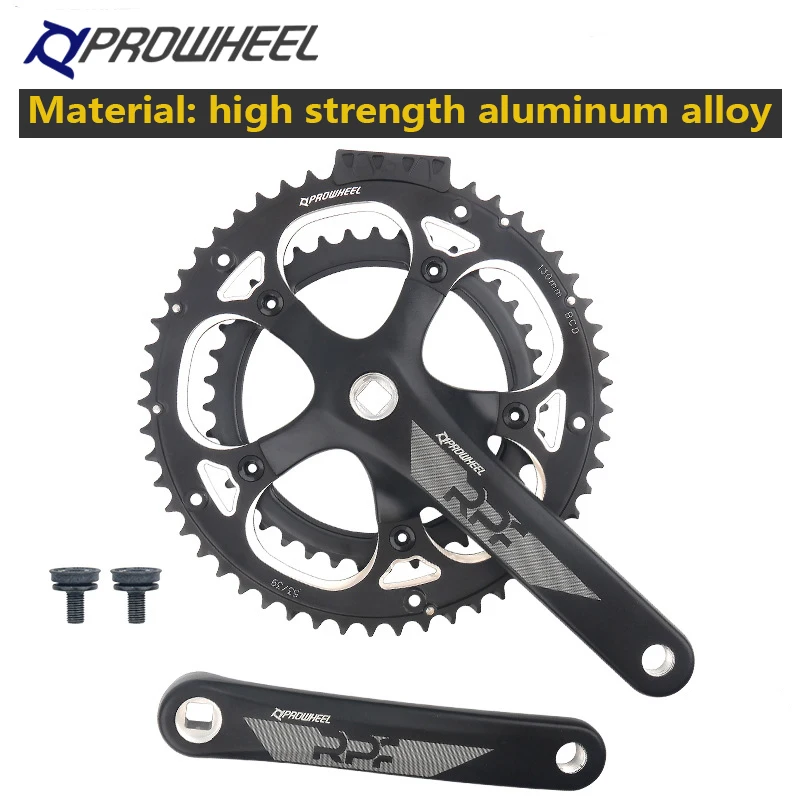 Prowheel 521 Square Hole Rennrad-Scheibenbremskurbeln 130 BCD Aluminium Doppelkettenblatt Fahrradkurbelsatz 39/53T für Falträder – Detail 3