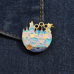 Enchanted Castle Enamel Pins Fantasy Brooches Metal Backpack Clothing Lapel Badge Jewelry Gifts For Kids Friends